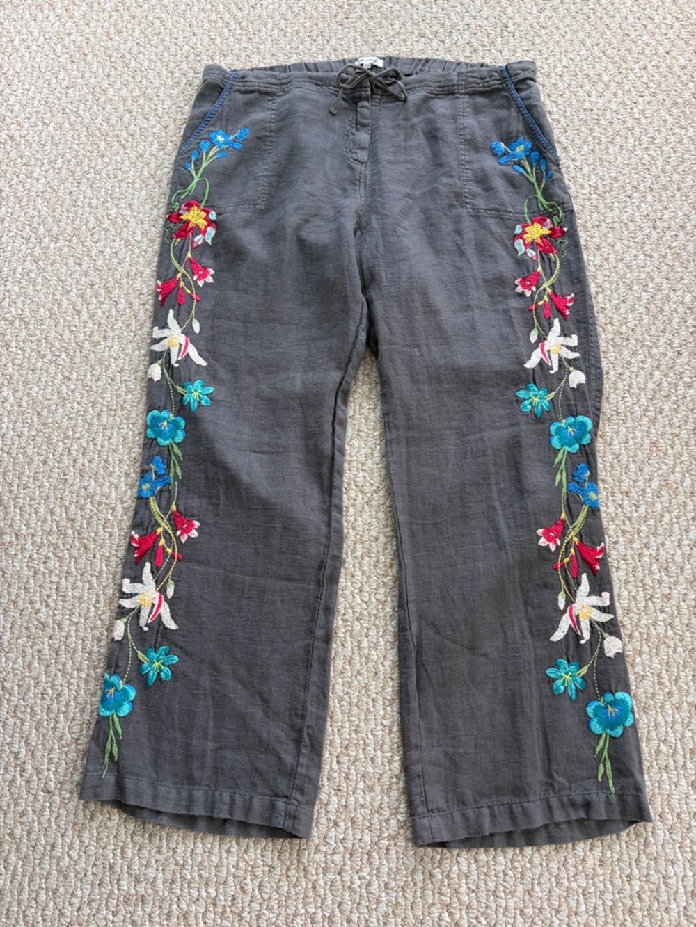Johnny Was Embroidered Linen Wide Leg Pant - Picture 2 of 10
